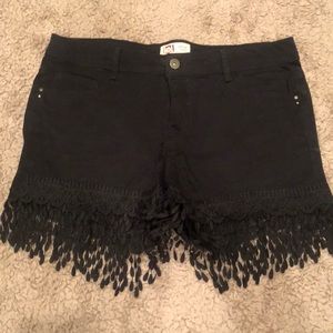 Black Fringe Jean shorts